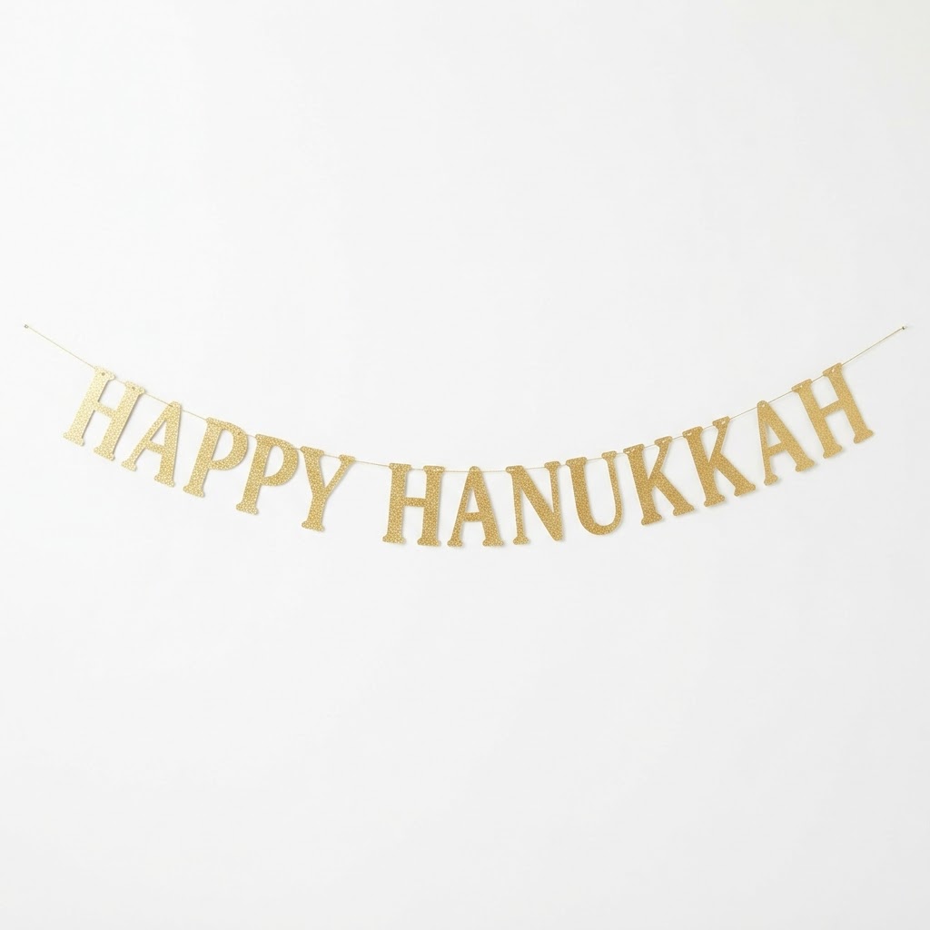 Gold Lettered Hanukkah Garland