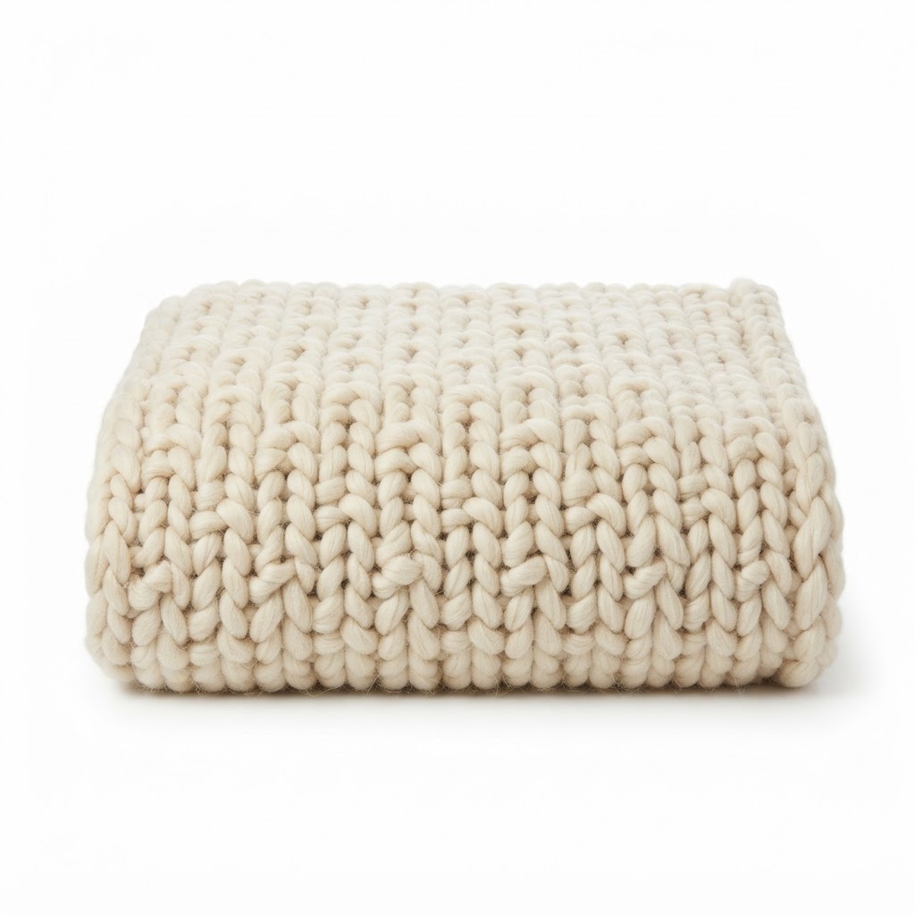 Cream Chunky Knit Throw