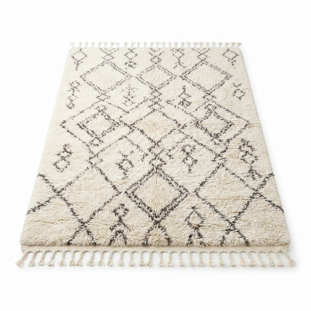 Soft Ivory Moroccan Shag Area Rug