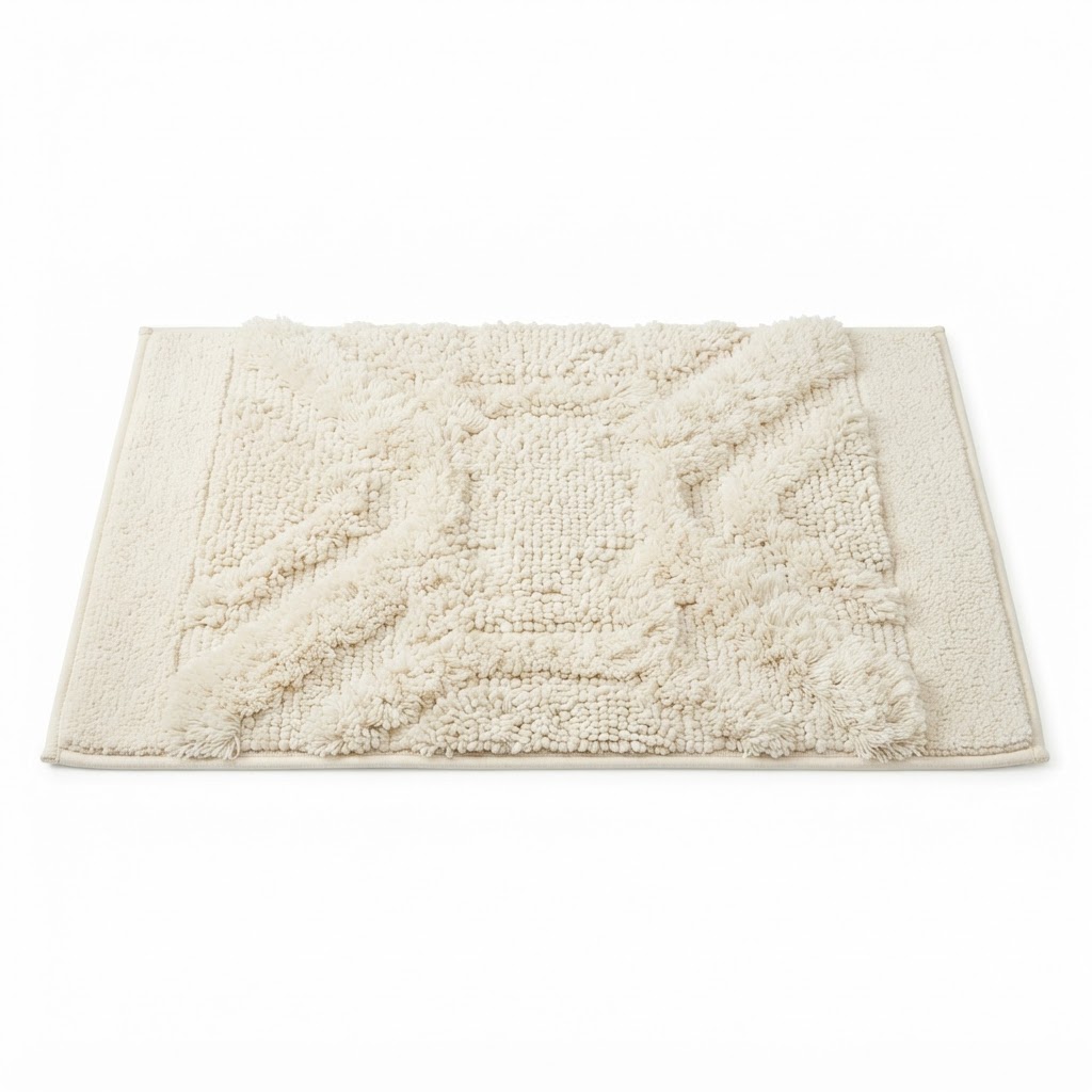 Transitional Cream Tufted Bath Rug