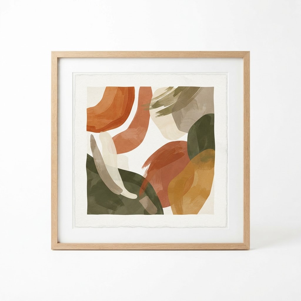 Abstract Earth-Tone Framed Wall Art