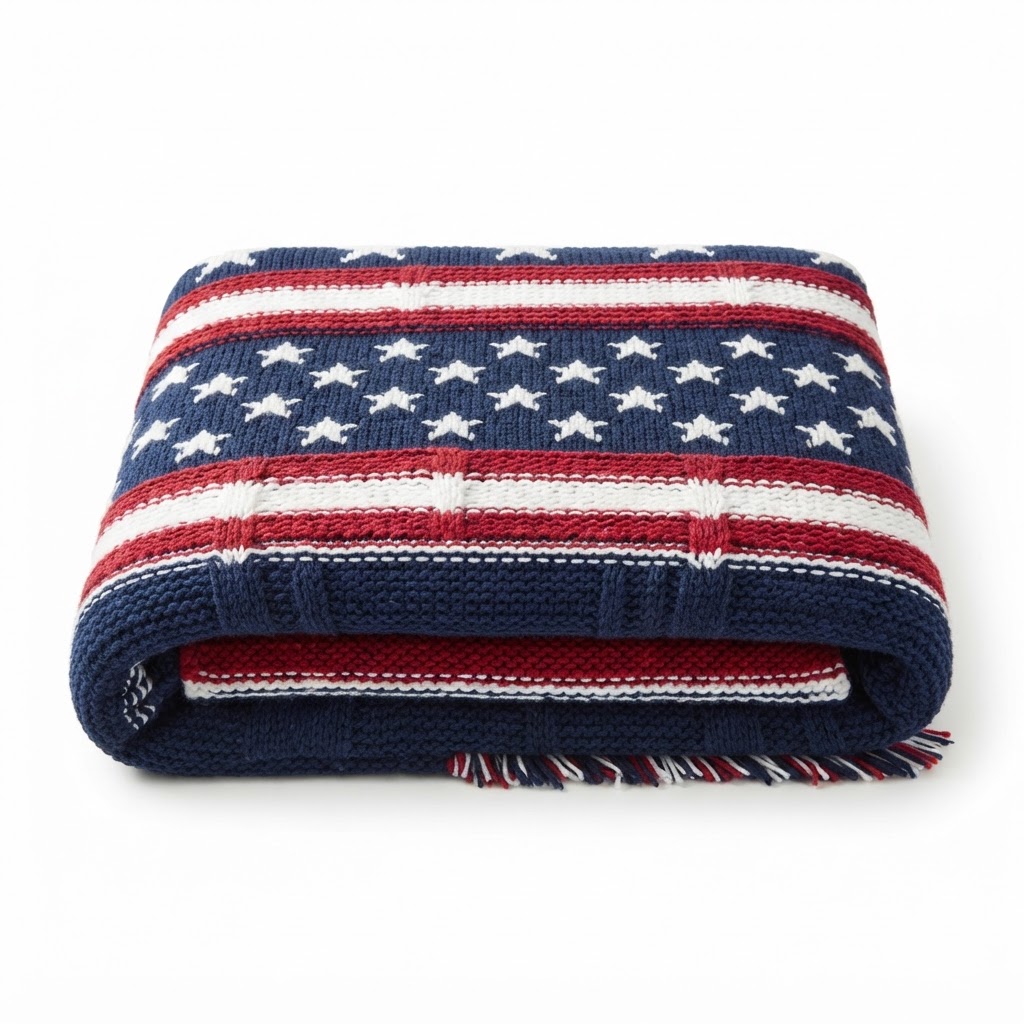 Transitional Patriotic Knit Throw Blanket