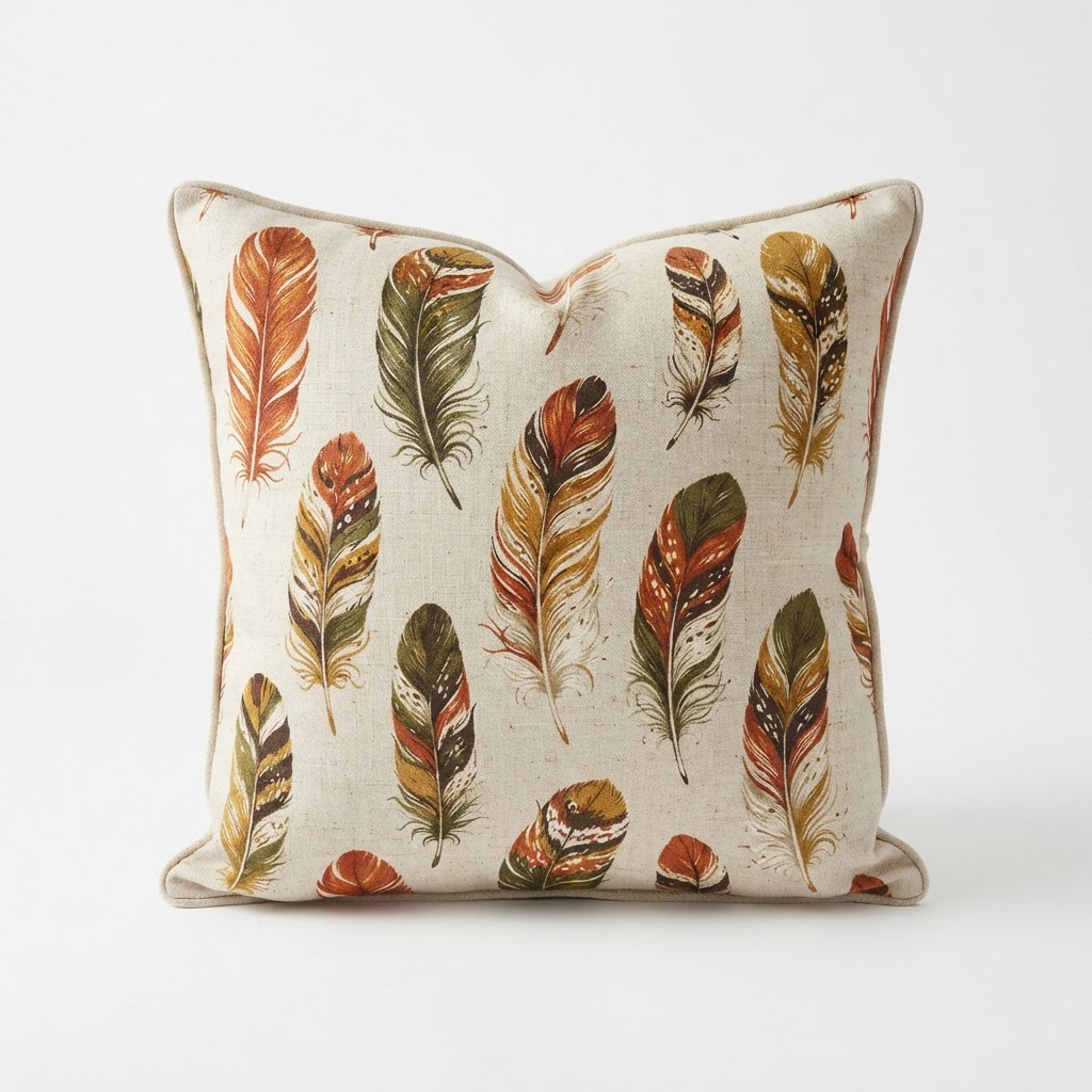Feather Print Throw Pillow