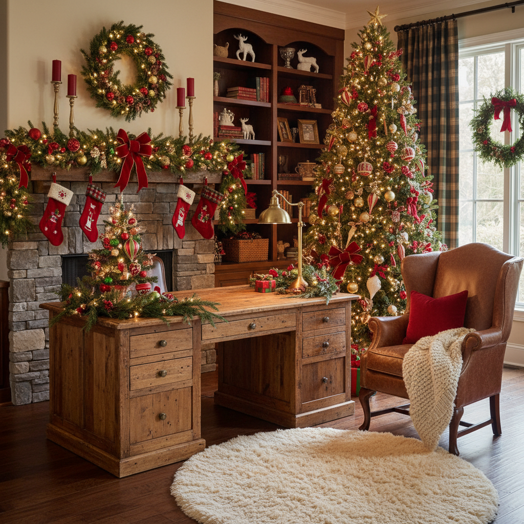 Rustic Christmas Home Office