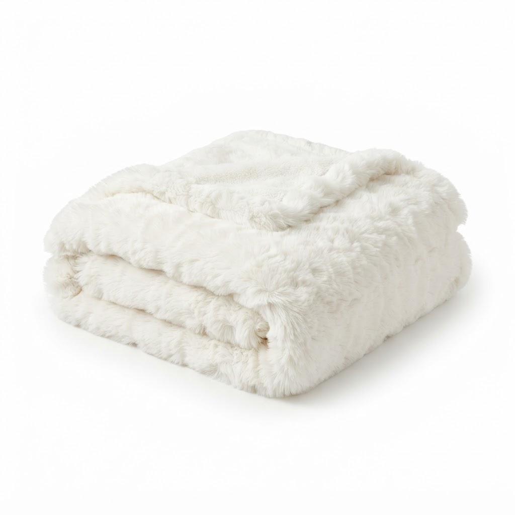 Faux Fur White Throw Blanket