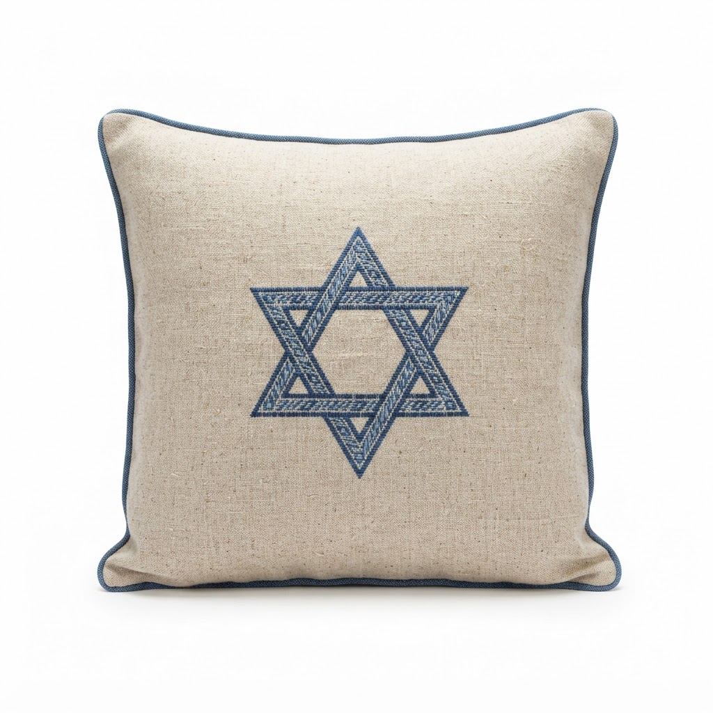 Star of David Linen Throw Pillow