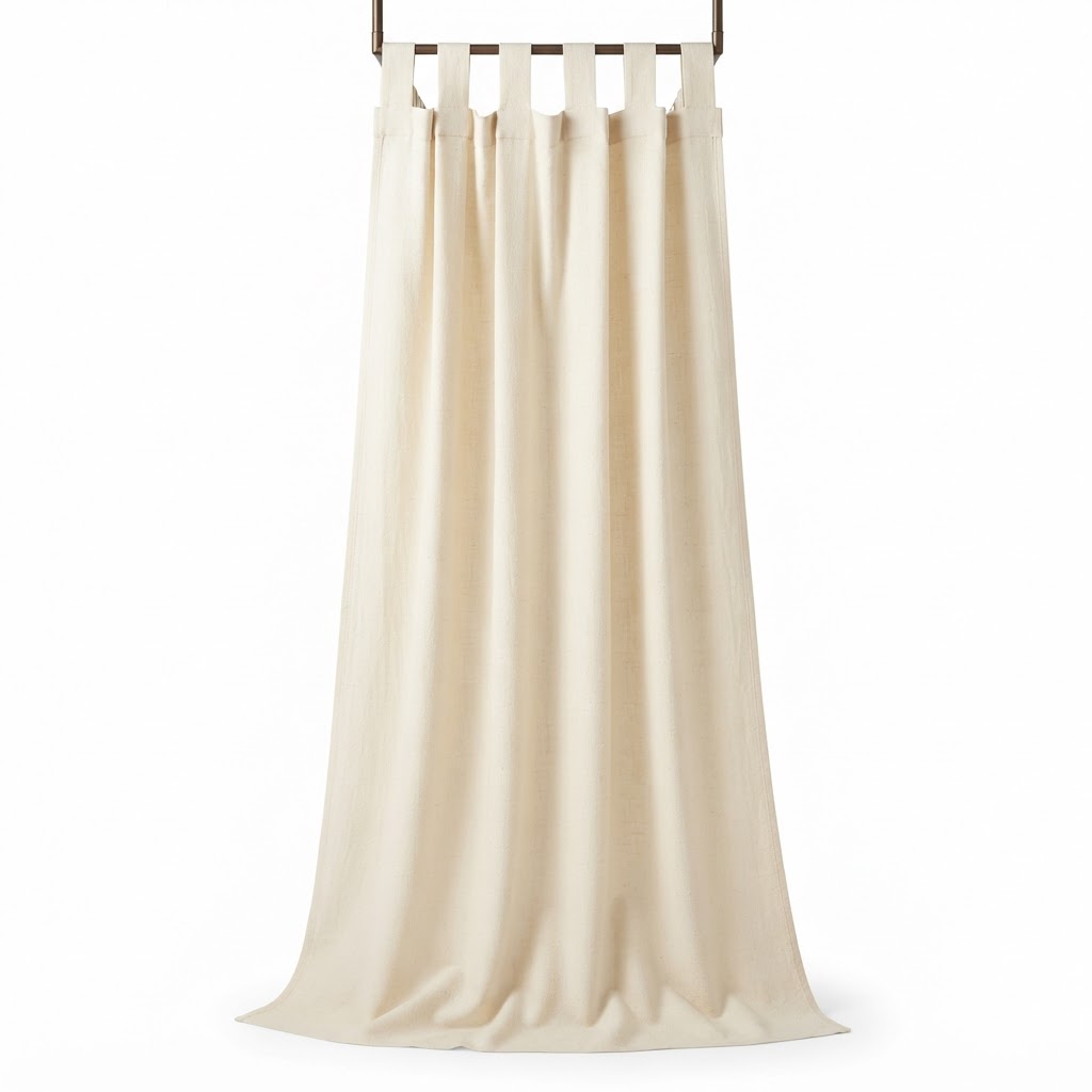 Transitional Cream Cotton Canopy Bed Drape