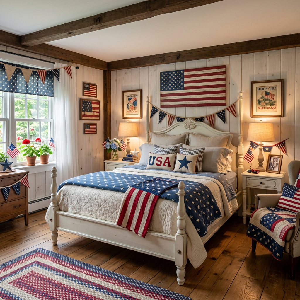 Cottagecore Independence Day (4th of July) Master Bedroom