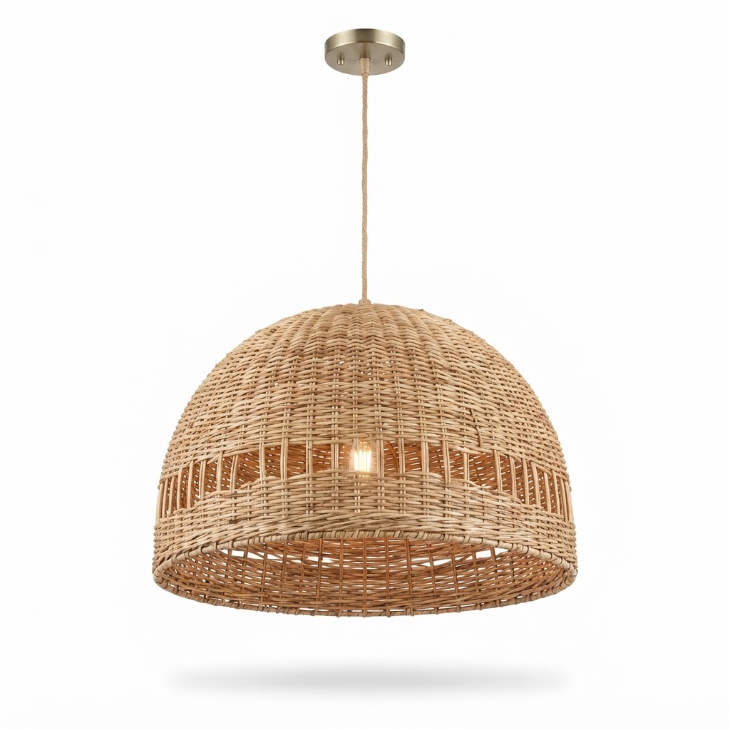 Woven Rattan Dome Pendant Light