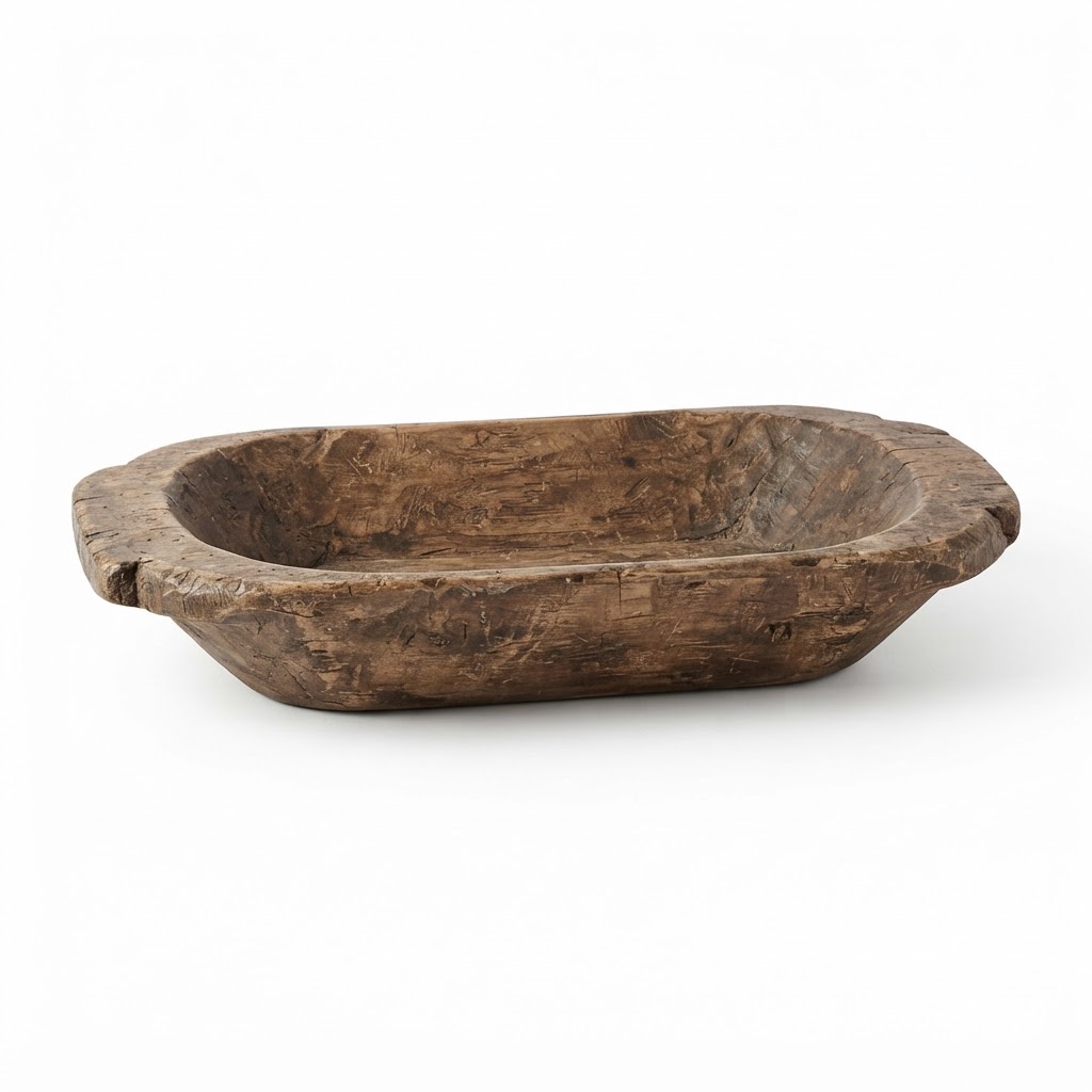 Distressed Wood Dough Bowl