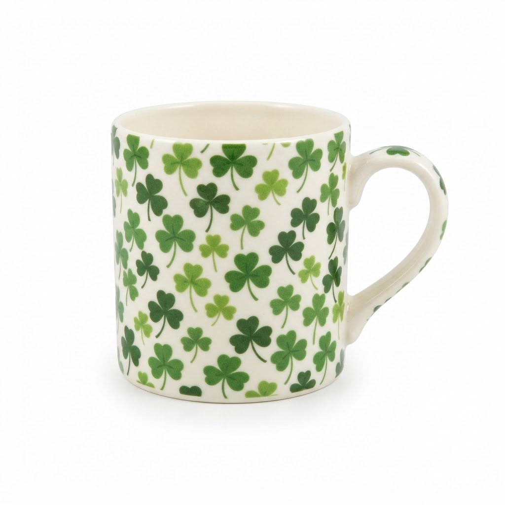 shamrock ceramic tea mug