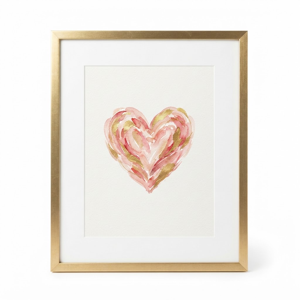 Transitional Gold Framed Heart Art Print