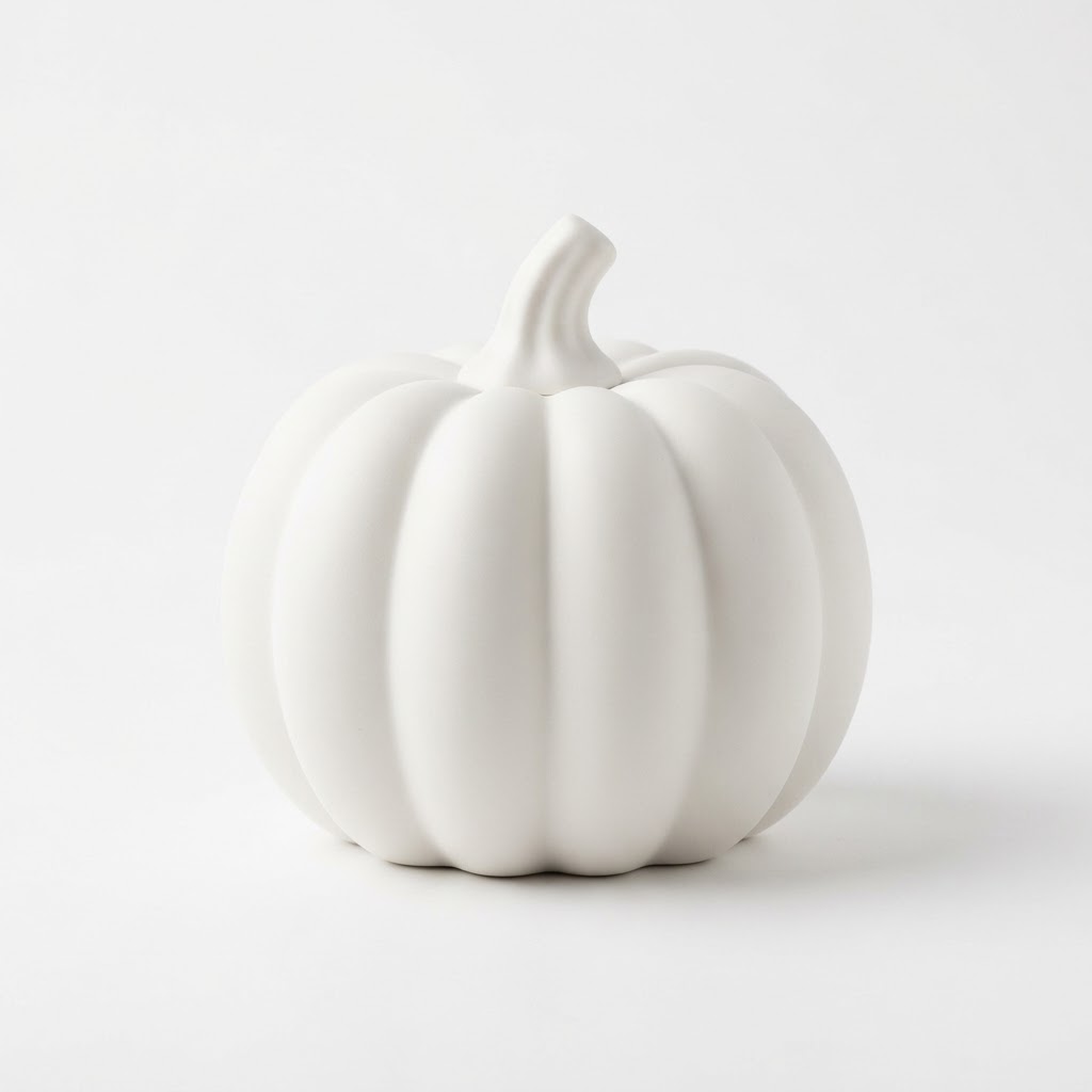 White Ceramic Pumpkin Decor