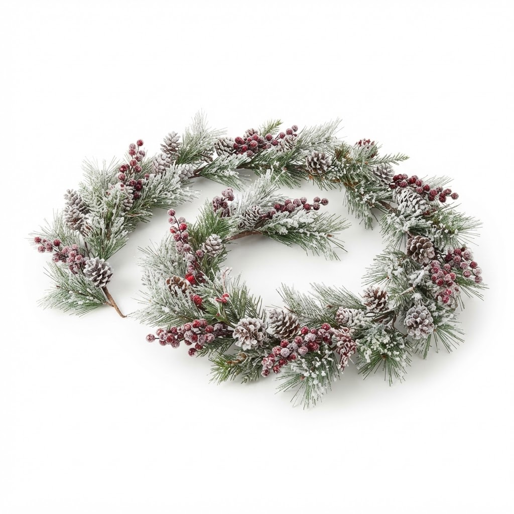 Winter Frosted Berry and Pine Garland