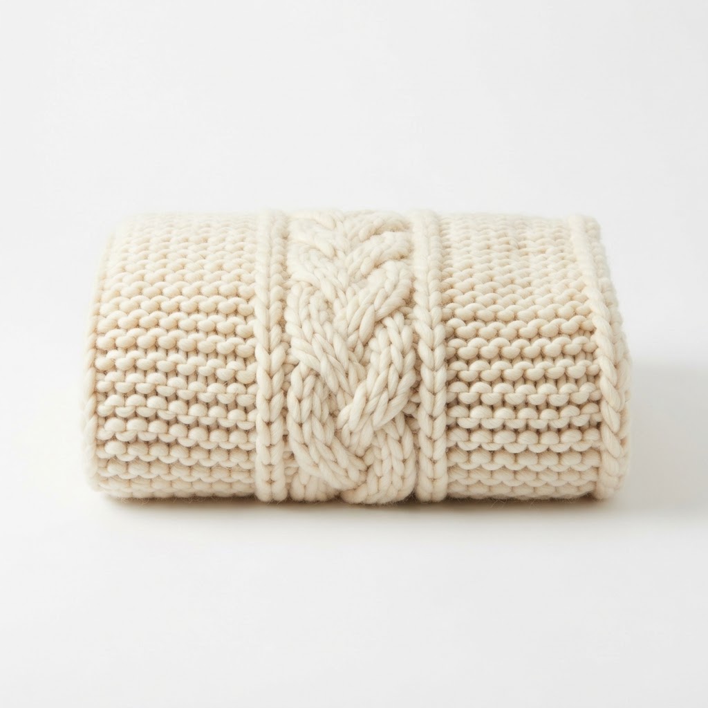 Cream Chunky Knit Throw