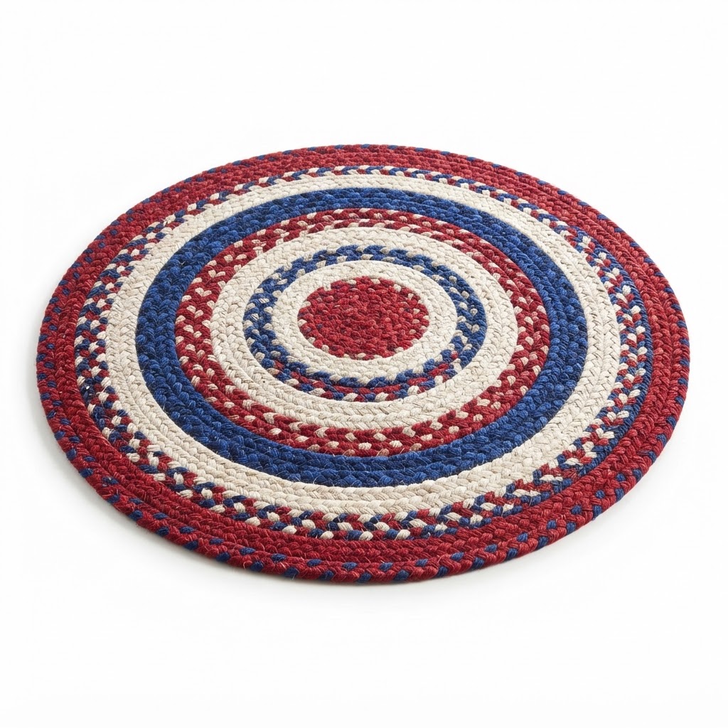 Braided Red White and Blue Area Rug