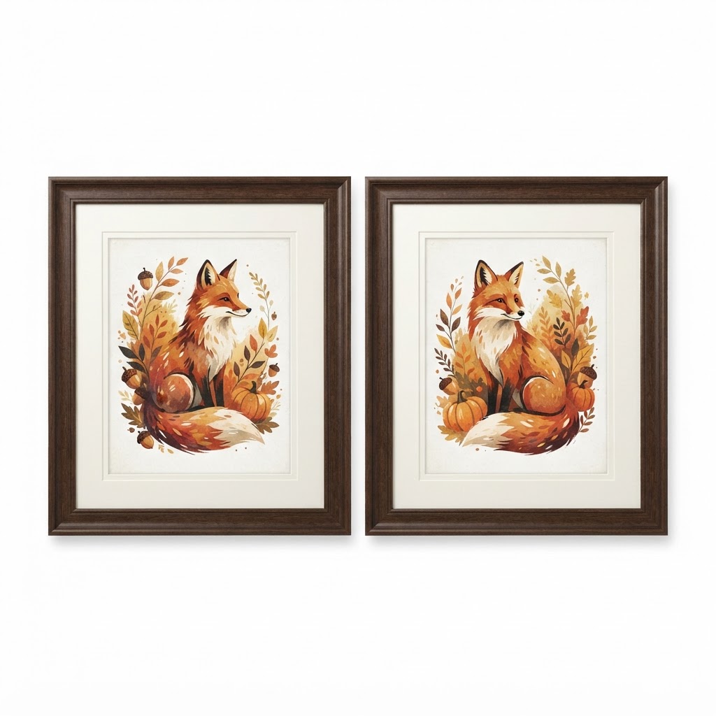 Transitional Framed Fox Wall Art Set