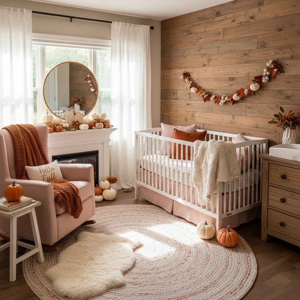 Modern Farmhouse Fall Baby Girl Nursery