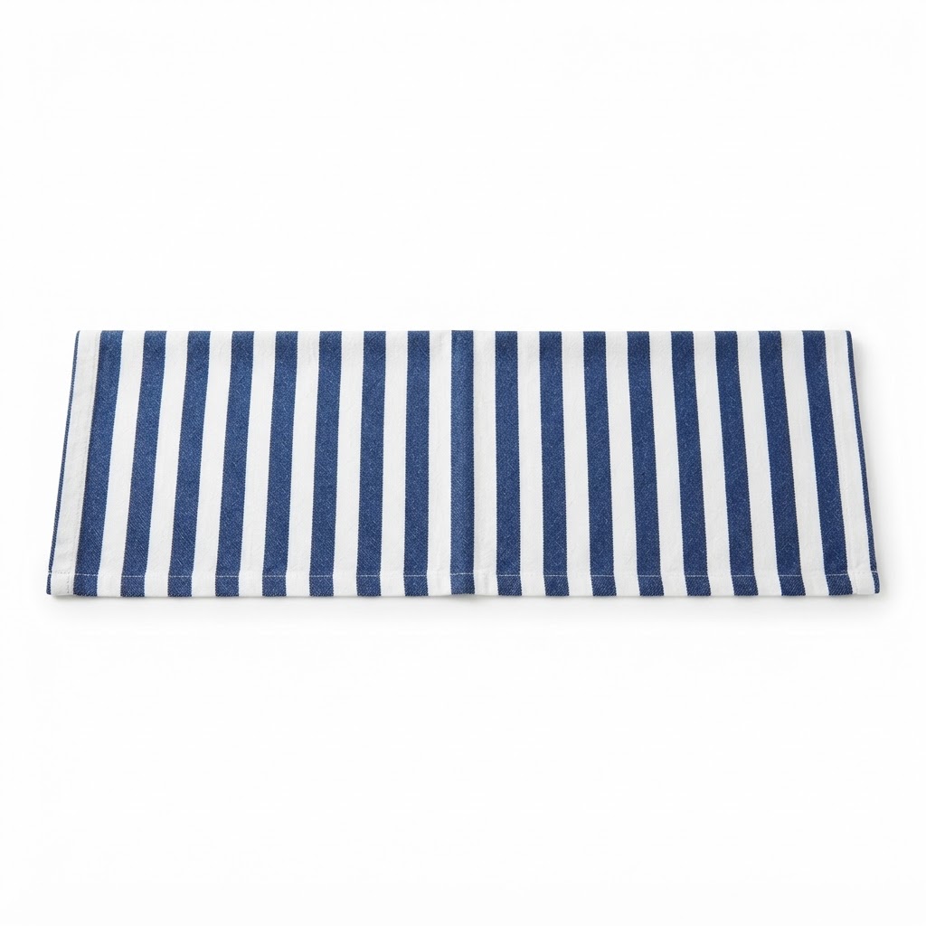 Blue and White Striped Cotton Runner