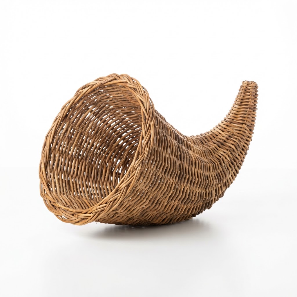 Natural Woven Wicker Cornucopia Basket