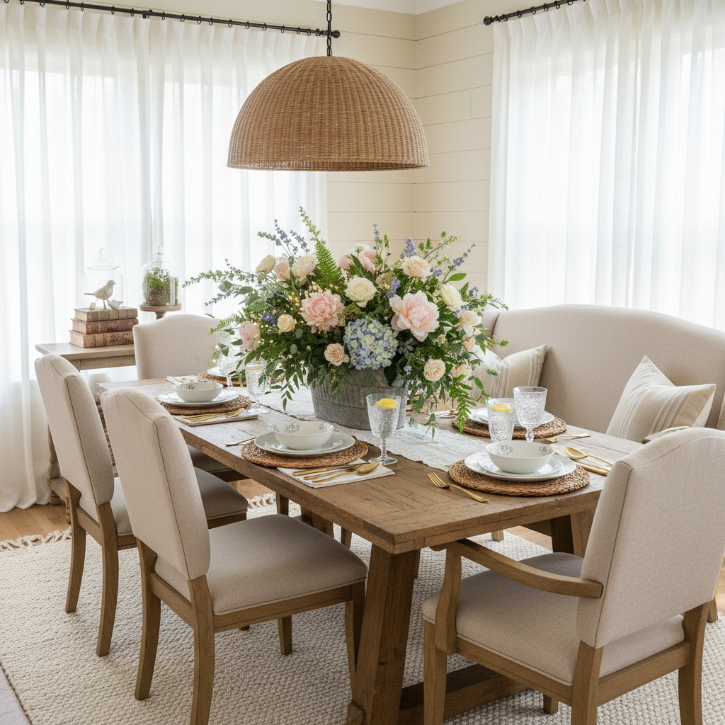 Modern Farmhouse Spring Dining Room