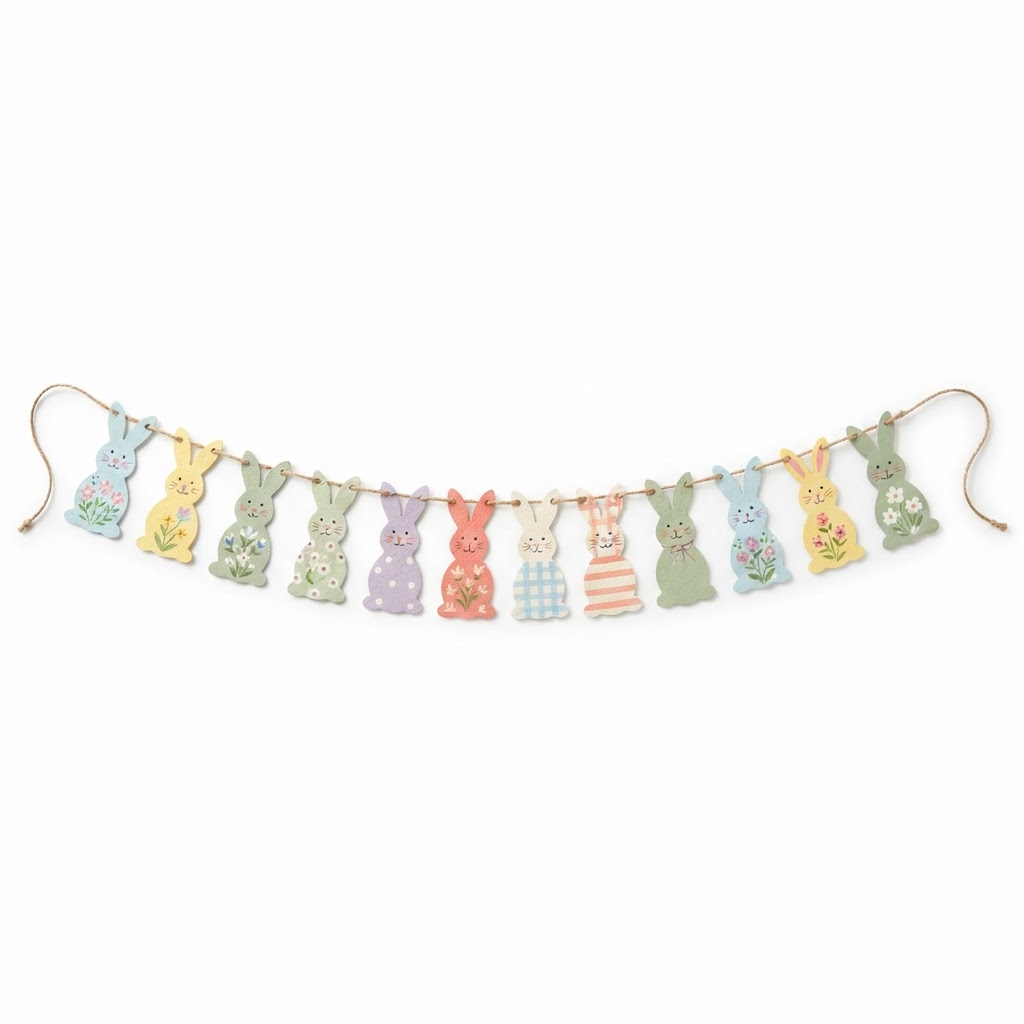 Hand-Painted Paper Rabbit Garland