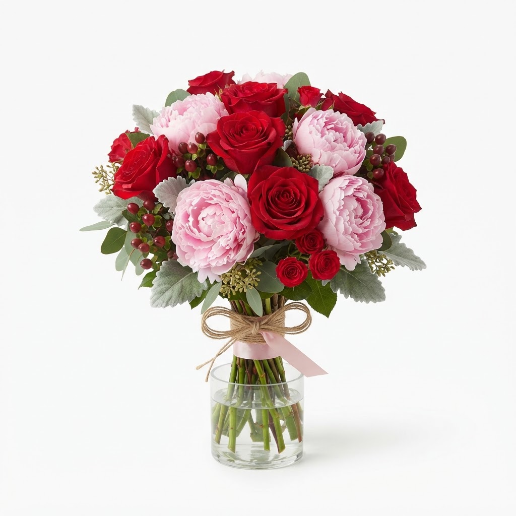 Valentine's Day Rose and Peony Floral Bouquet