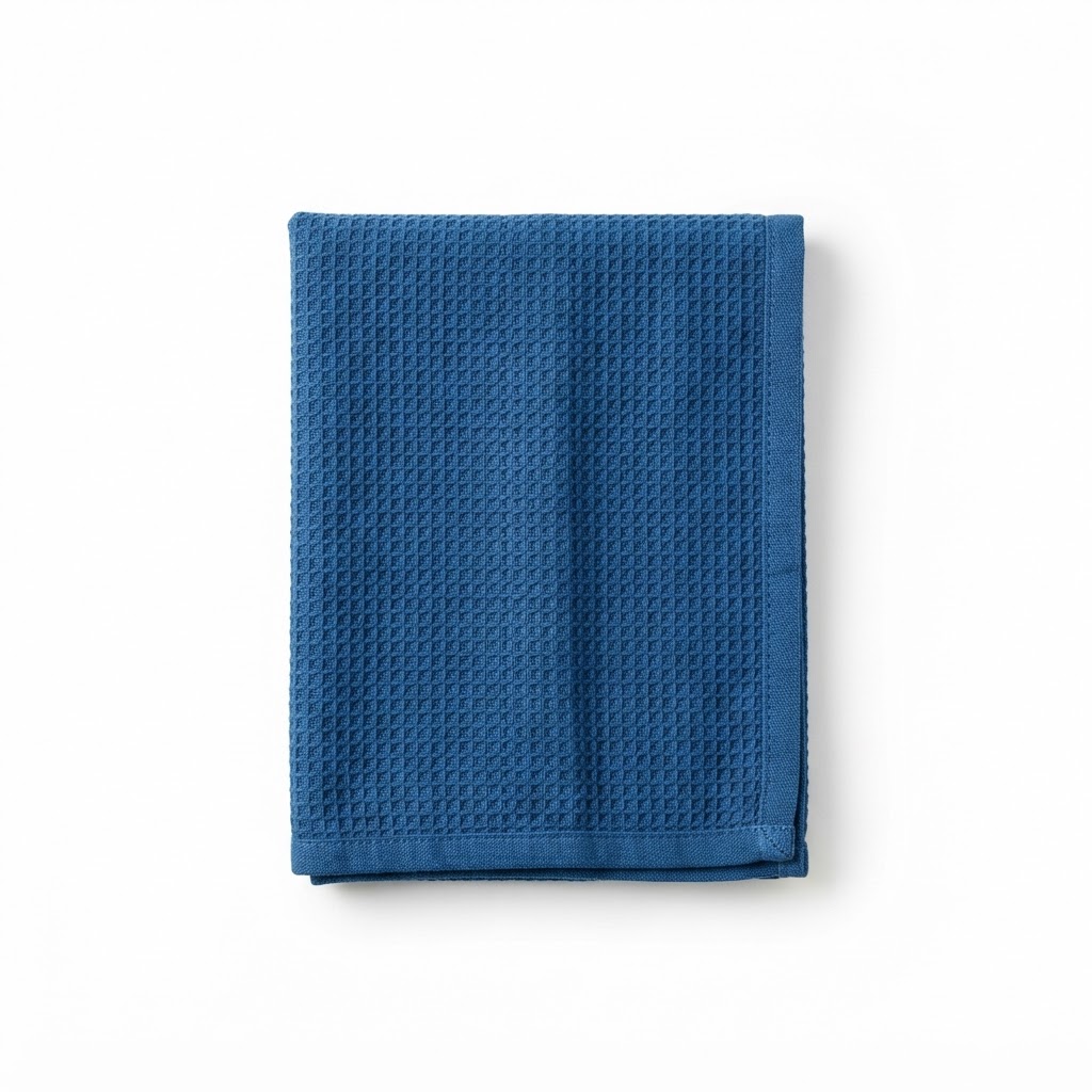 Textured Blue Cotton Kitchen Towels
