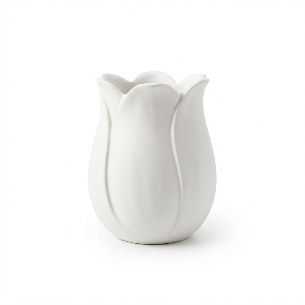 White Ceramic Tulip Vases