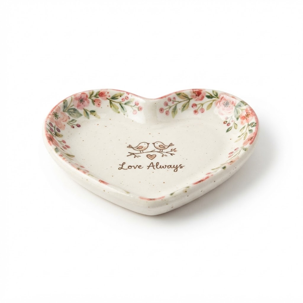 Valentine's Ceramic Heart Trinket Dish