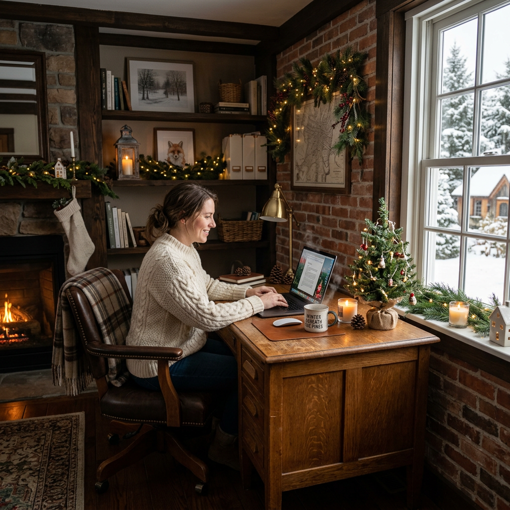 Rustic Winter Home Office