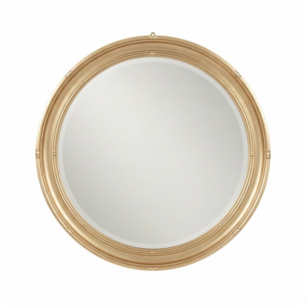 Transitional Gold Round Wall Mirror