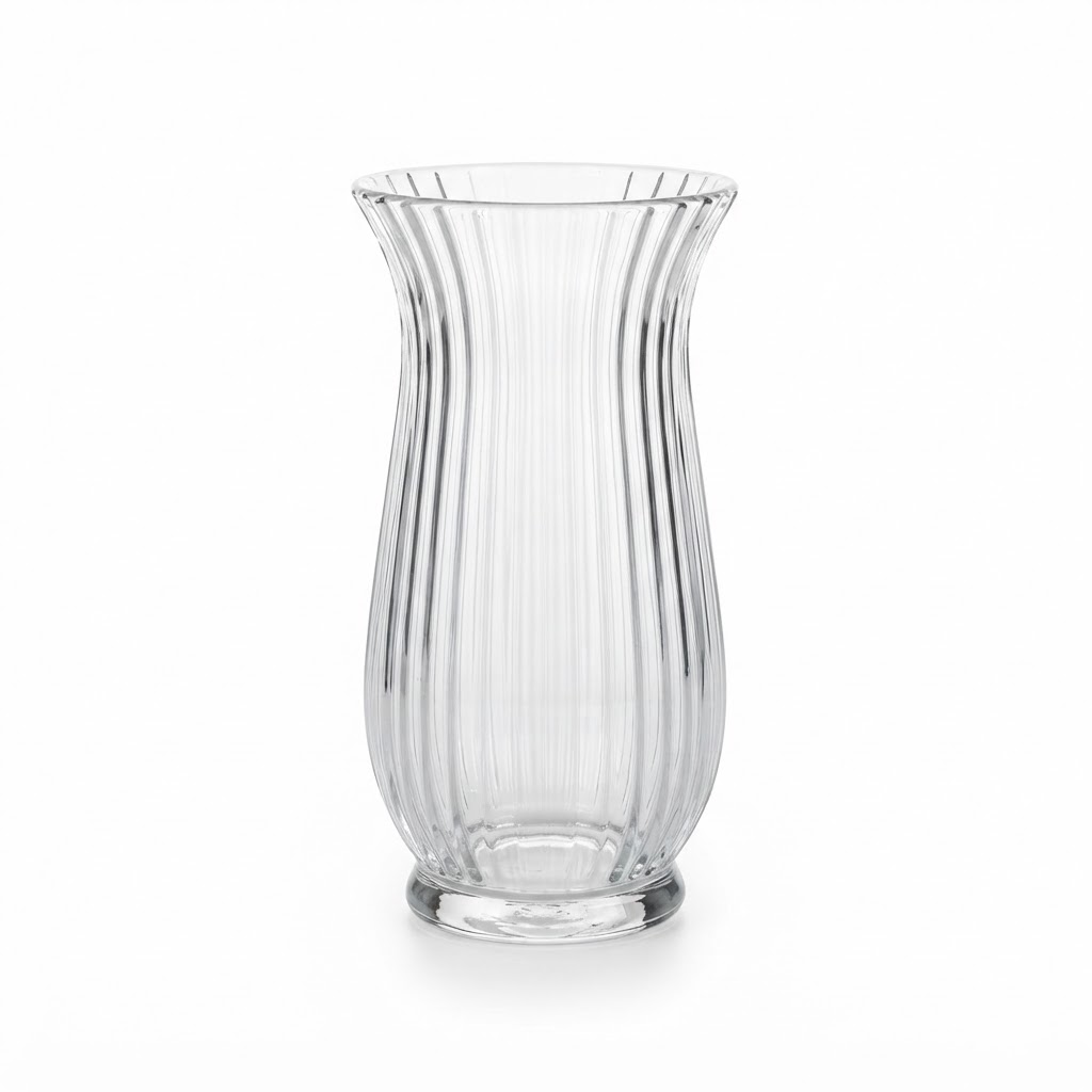 Clear Glass Fluted Vase
