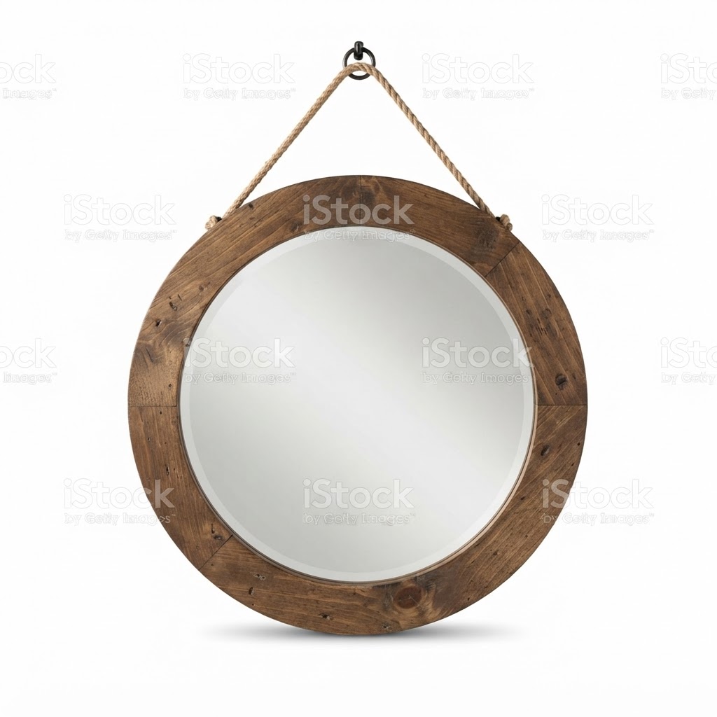 Round Wood Framed Mirror