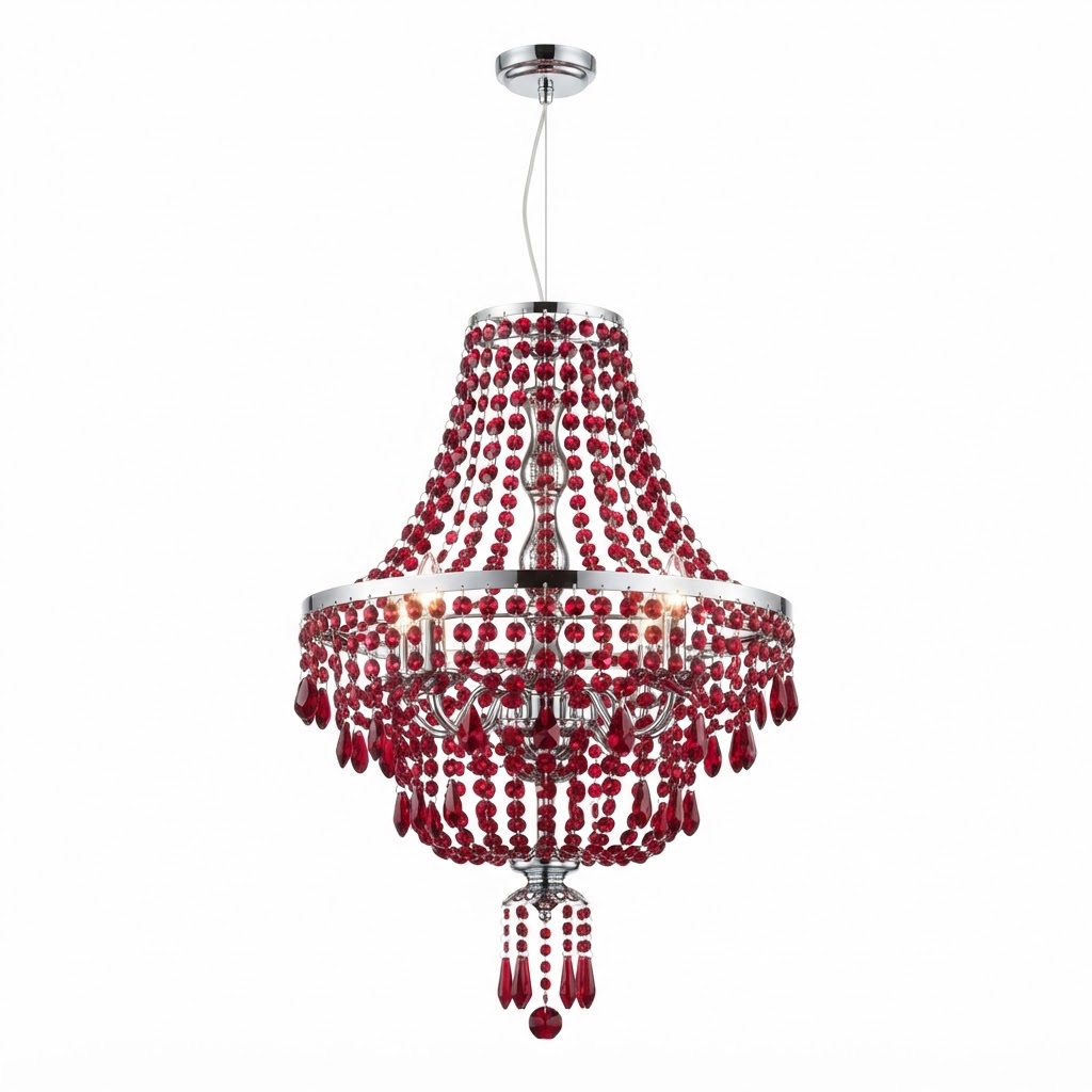 Crimson Crystal Beaded Chandelier