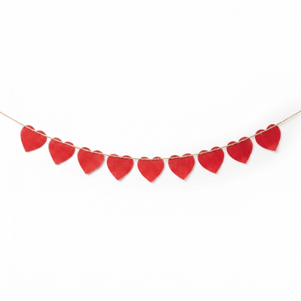 Red Jute Heart Garland
