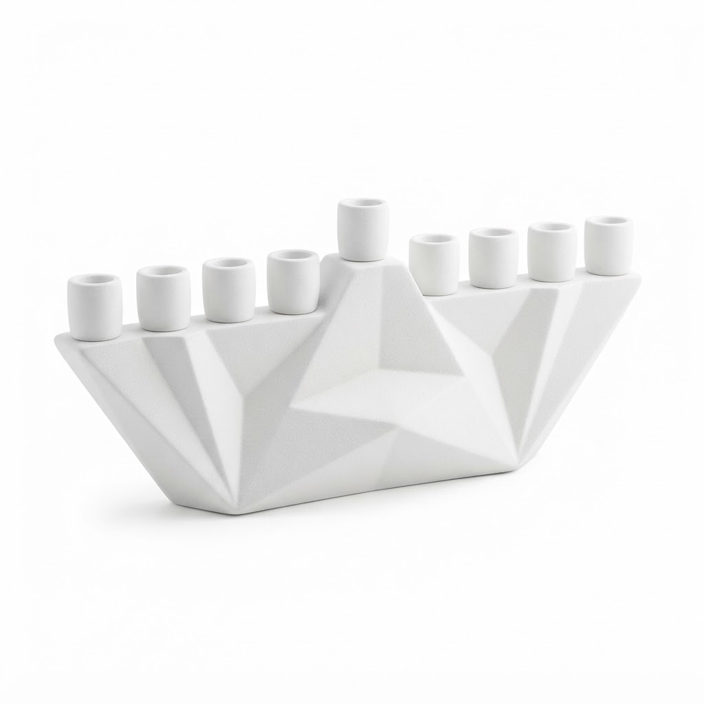 White Geometric Candle Holder