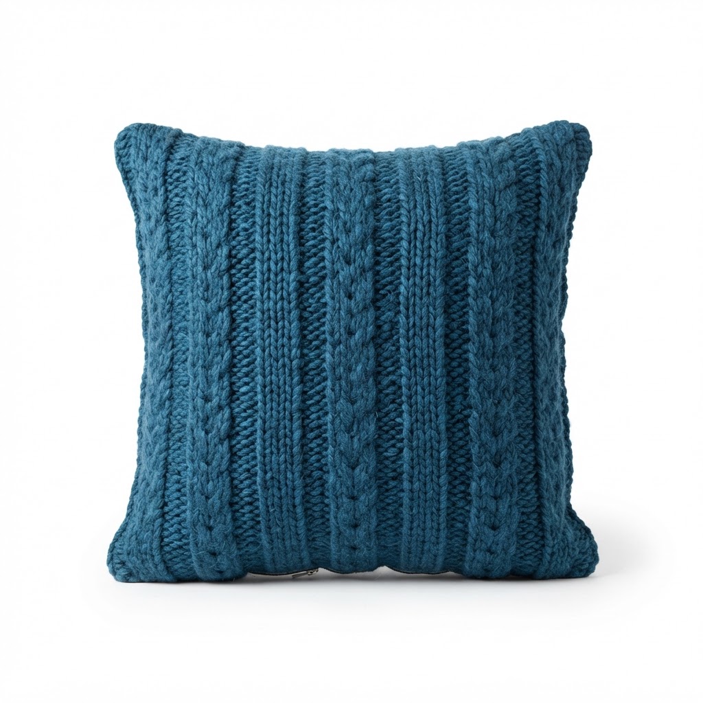 Winter Textured Blue Accent Pillow