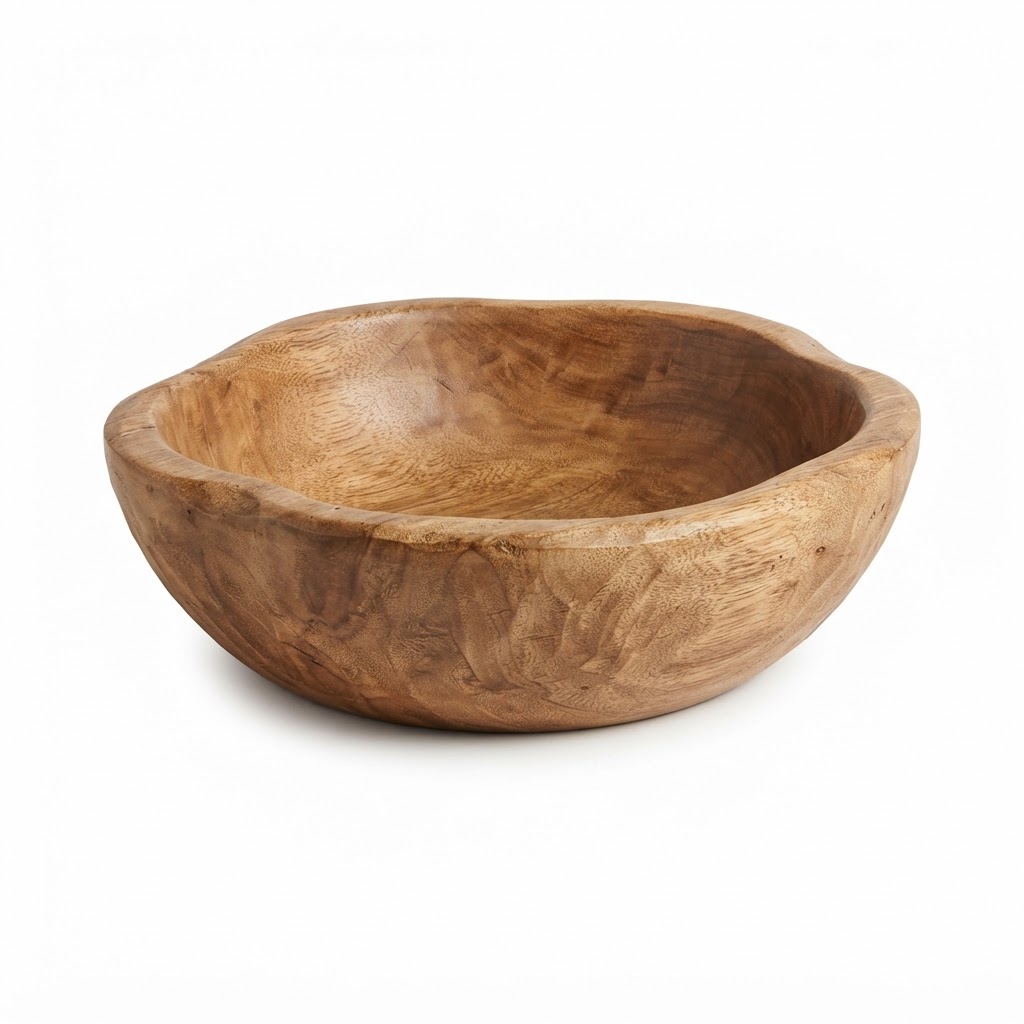 Hand-Carved Wooden Fruit Bowl
