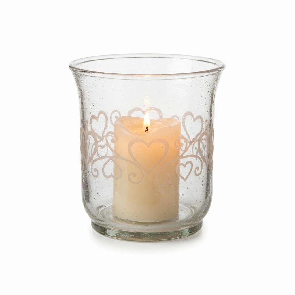 Warm Glow Glass Hurricane Candle Holder