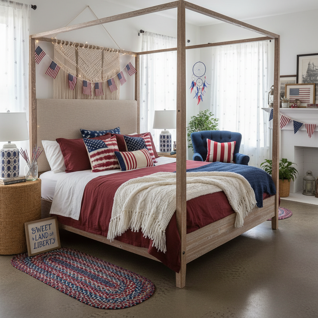 Boho Independence Day (4th of July) Master Bedroom
