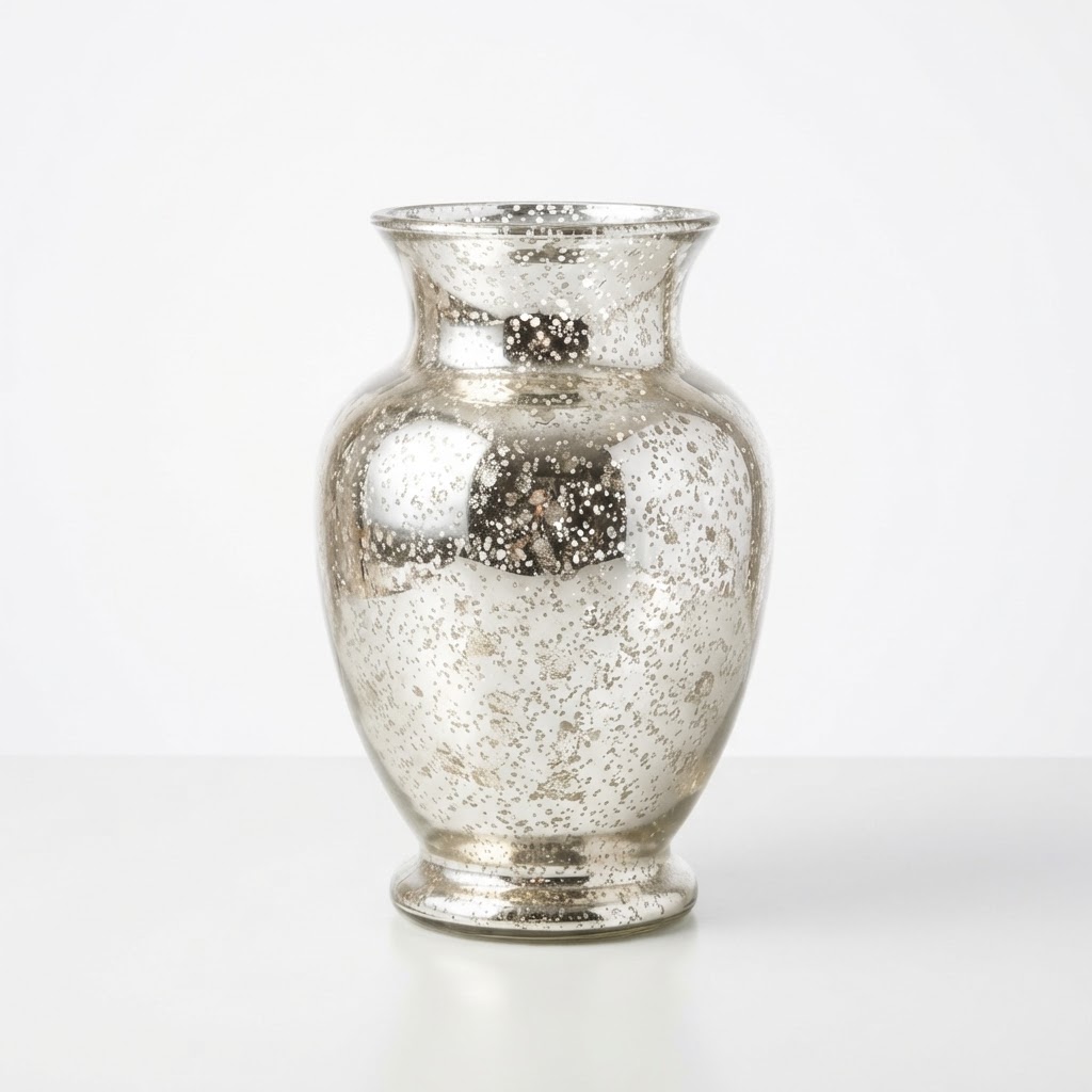Winter Silver Mercury Glass Vases