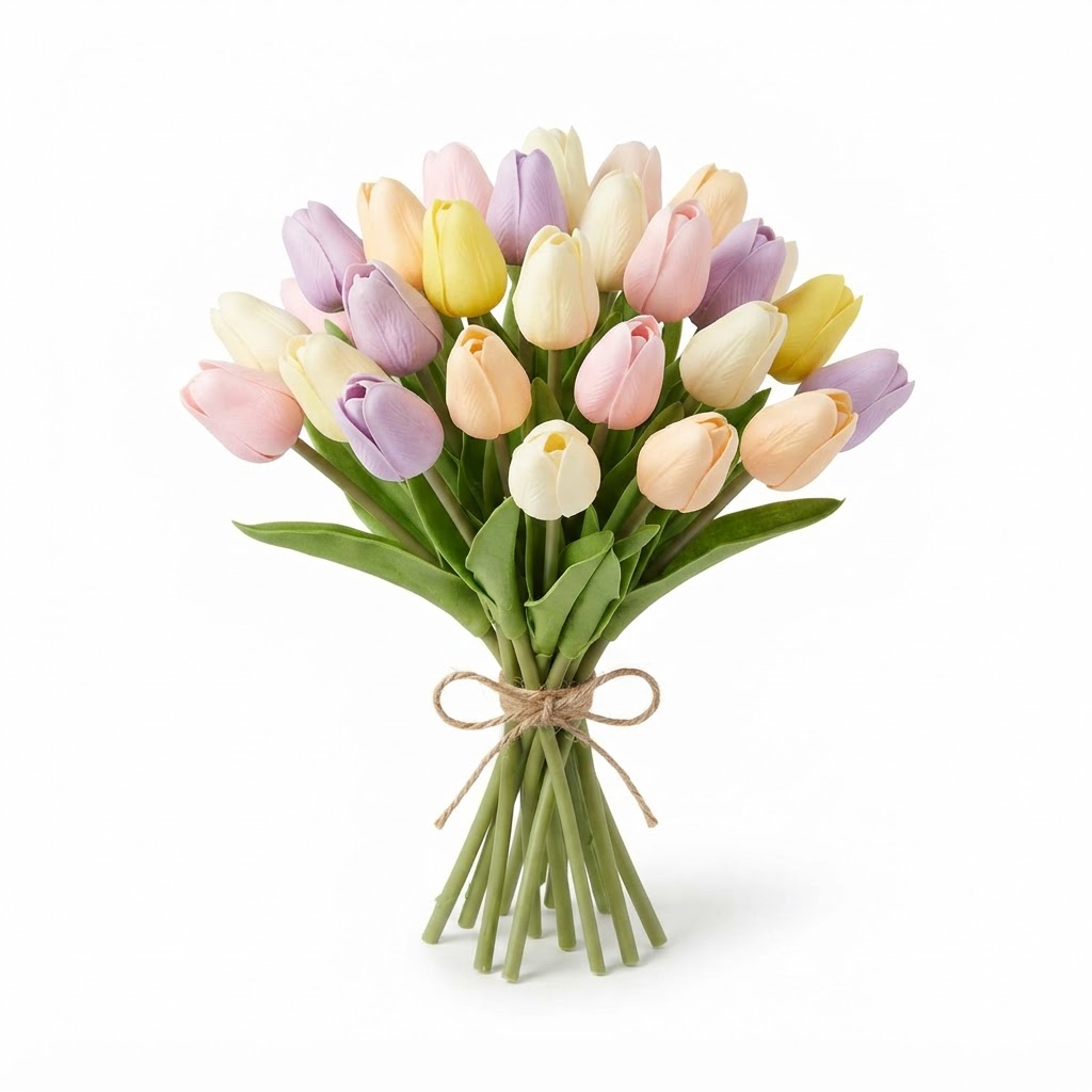 Spring pastel artificial tulip bouquet