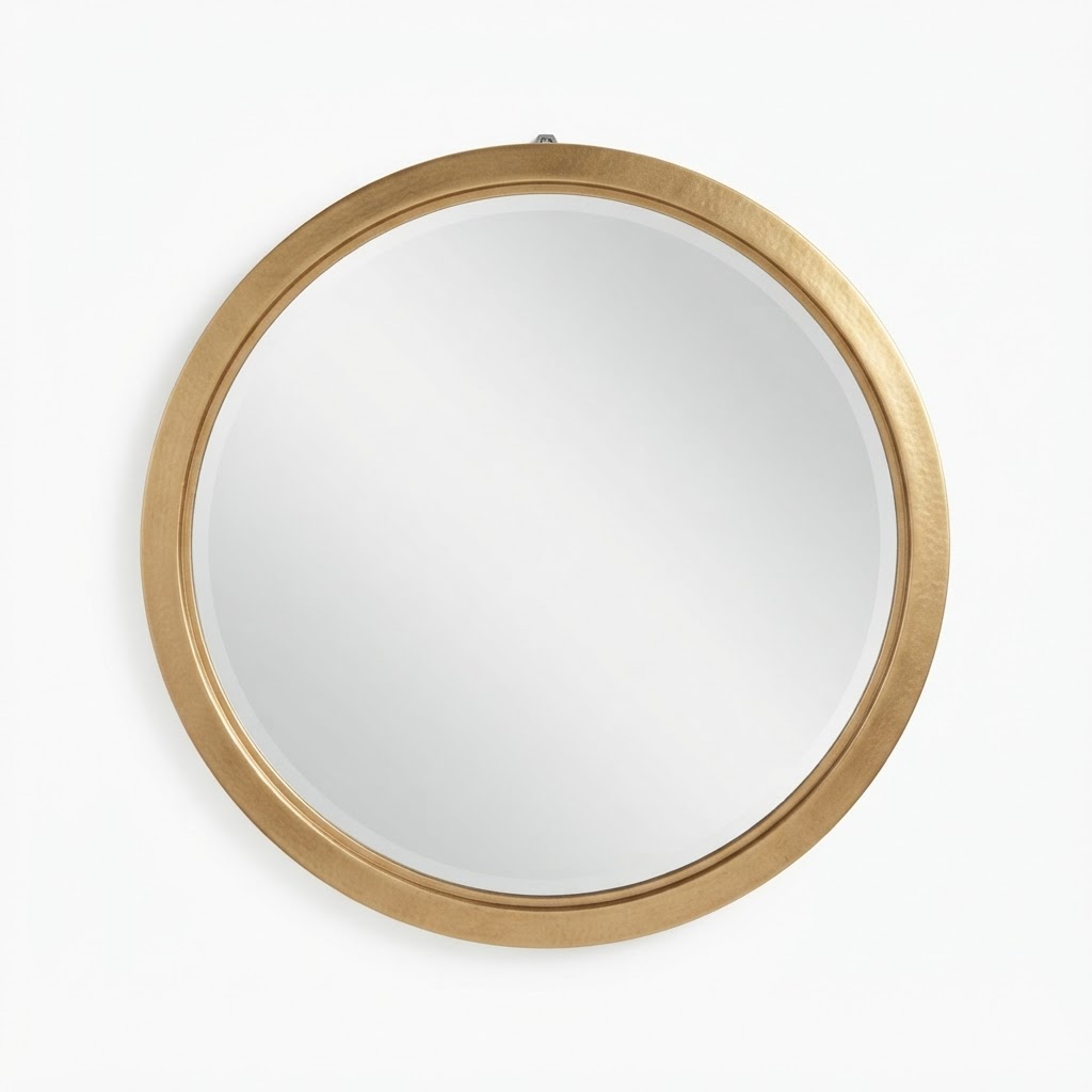 Transitional Gold Round Wall Mirror