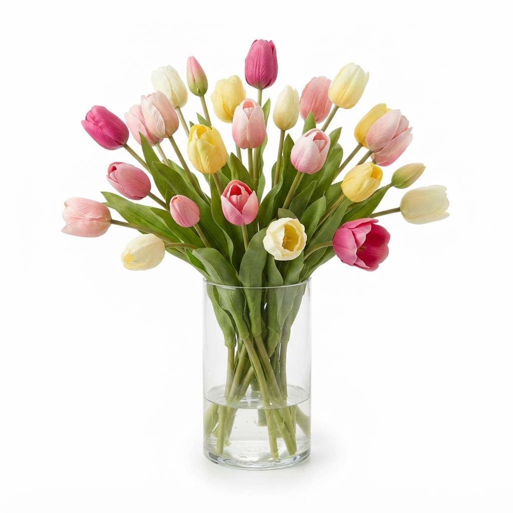 Spring Floral Artificial Tulip Arrangement