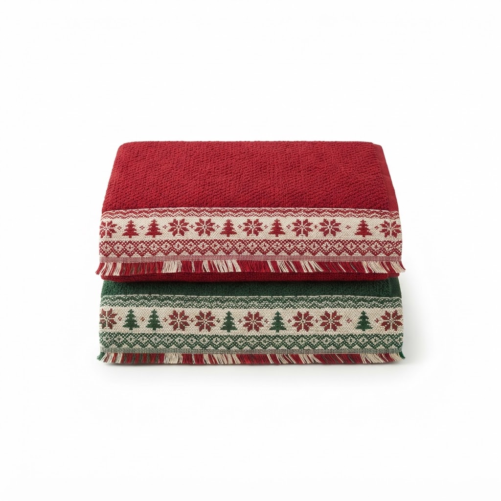 Red and Green Decorative Towel Set