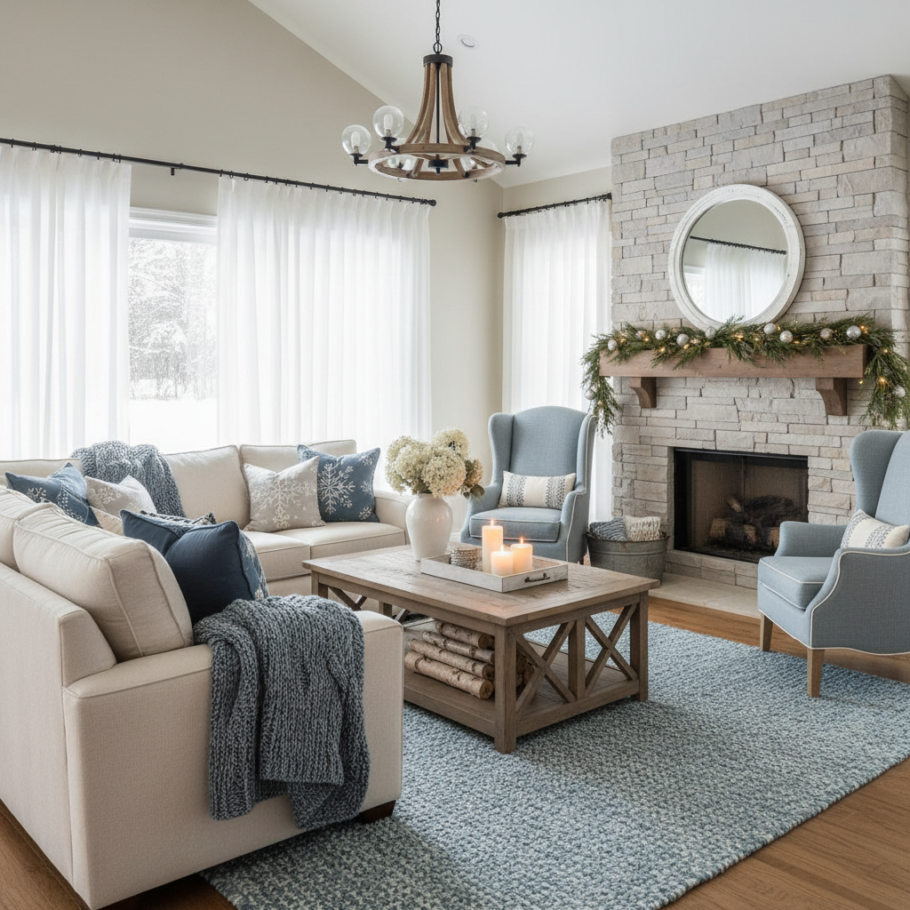 Modern Farmhouse Winter Living Room