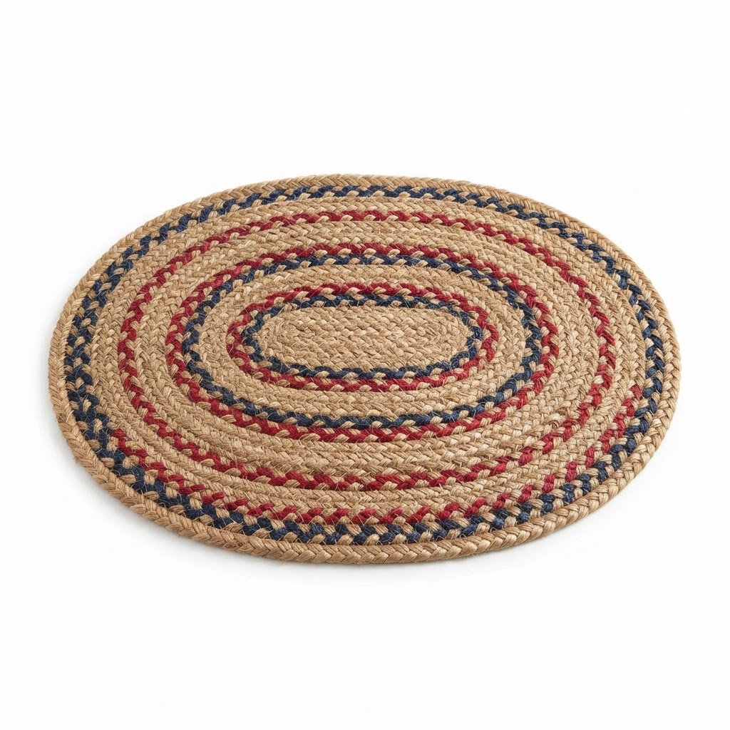 Braided Jute Patriotic Accent Rug