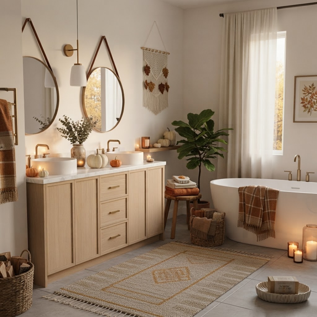 How to Style a Nordic Fall Master Bathroom (Cozy Scandinavian Spa Vibes for Autumn)