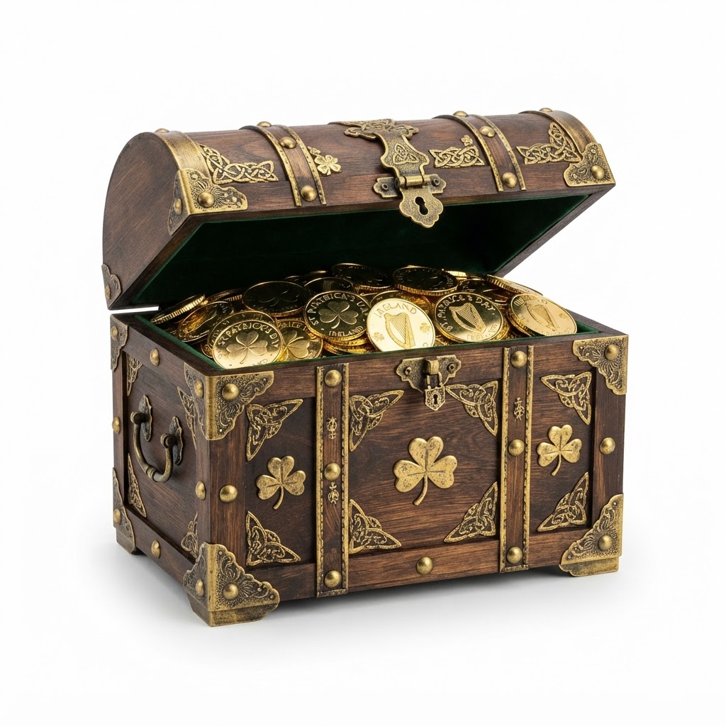 Transitional Gold Coin Decorative Treasure Chest